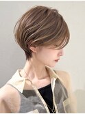 前髪なし小顔ひし形丸み耳掛け大人ショート20代30代40代50代*