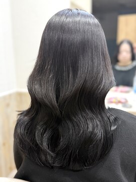 レイヤーカットディープパープルケアカラー韓国ヘア