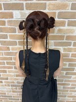 セットアップ 倉敷美和店(SET-UP) 黒髪 リボンセット~編み下ろしココアベージュ