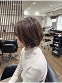 ショートボブ 髪質改善 ブラウンベージュ 艶カラー