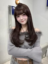 プリアバイポプルス 渋谷(pria by popls) ミディアムレイヤーハッシュカット顔周りカット韓国ヘア