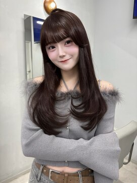 プリアバイポプルス 渋谷(pria by popls) ミディアムレイヤーハッシュカット顔周りカット韓国ヘア