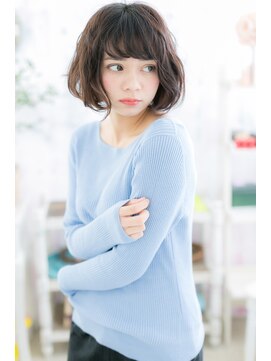ミック ヘアアンドメイク アップ 駒込店(miq Hair&Make up) くせ毛風前髪カール★フレンチガーリーミディアムボブb1