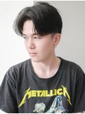 センターパート 韓国マッシュ 黒髪 刈り上げ ツーブロック