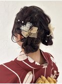 浴衣　ヘアセット　ゆるふわ　ツインアレンジ　大阪