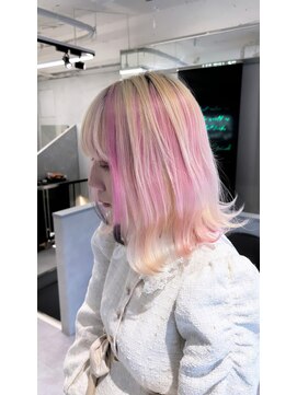 ファイブバイジエクト 堀江(FIVE by The Ect) ブロンド×ピンク　デザインカラー