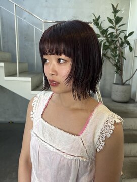 アクアオモテサンドウ(ACQUA omotesando) ☆ブリーチなしピンクブラウンカラーウルフボブレイヤーカット