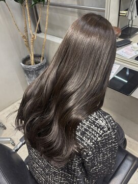 テトヘアー(teto hair) オリーブグレージュ、艶髪、ロングワンホン