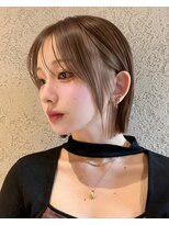 サンド 名古屋(sand)&nbsp;ホワイトグレージュミニウルフデジタルパーマチェリーブラウン