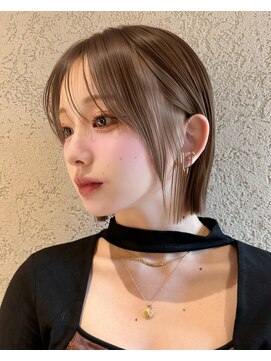 サンド 名古屋(sand) ホワイトグレージュミニウルフデジタルパーマチェリーブラウン