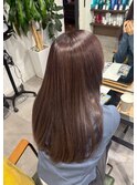 アプリコットオレンジ艶めきストレートロング