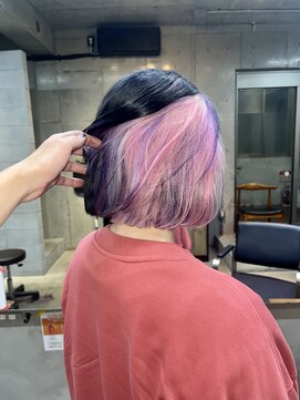 エッジ 下北沢(edge.) インナーカラー　透明感パープルピンクデザインカラー