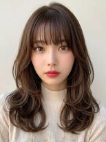 へアメイクワンプラス 四日市(HAIR MAKE ONEplus)&nbsp;韓国風くびれセミロング◎顔周りレイヤー×暗髪アッシュブラウン