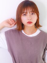 ネイヴィル オモテサンドウ(navile omotesando)&nbsp;☆オレンジブラウン×小顔前髪外ハネボブ☆navile表参道