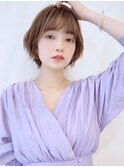 マッシュショート　シルクベージュ　抜け感　ショートボブ