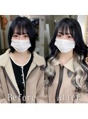 ブルーブラック×ホワイトインナー#シールエクステ#韓国#沖縄