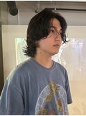 メンズボブウルフミディアムパーマ