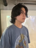 メンズボブウルフミディアムパーマ