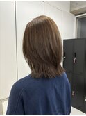 韓国顔まわりレイヤーカットグレージュオリーブベージュブラウン