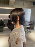デザインカラーレイヤーカットウェットヘア夏オリーブベージュ