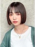 小顔切りっぱなし髪質改善ボブ黒髪ツヤ新宿