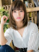 カバーヘア ブリス 志木南口駅前店(COVER HAIR bliss)&nbsp;斜めバングオリーブアッシュレイヤーカットh4志木20代30代40代