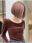 ショート ボブ ハイトーン ピンクベージュ 透明感 10代20代