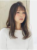 ダークグレージュ 透明感カラー 顔周りカット 前髪カット 艶髪
