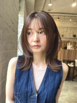 ガーデン 渋谷(GARDEN) ミディアム　外はね　くびれ　フェイスレイヤー　ベージュ