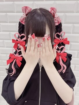 リルミー(Lilme) ピンクエクステ2連ハートツイン*まゆ