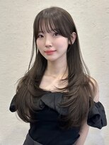 ライン(LINE)&nbsp;韓国風/レイヤー/前髪カット/オリーブ/透明感/ハッシュカット