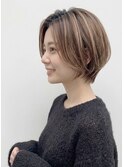 30代40代大人可愛いショートボブ 大人ボブ ハイライト