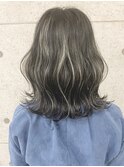 小顔ふわミディハイライト外ハネボブ