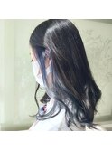 【インナーカラー】ネイビーブルー×ダークカラー