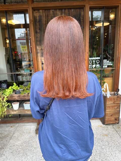 オレンジカラー/ブリーチなしカラー/髪質改善トリートメント