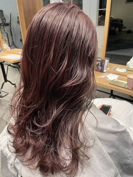 ムード マグ レーベル 南松本(MOOD Mag Label) 大人可愛いピンクベージュハイライトカラー