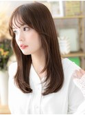 ピンクブラウン艶カラー小顔エアストレートc4戸頭20代30代40代