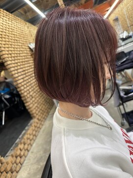 ブリスバイナチュラル(Bliss by Natural) 宇都宮美容室 ボブ 前下がりボブ ピンク ピンクベージュ