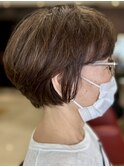 大人可愛いミセスショートスタイル/流れる顔周り/30代40代50代