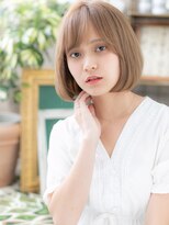 カバーヘア イヴ 戸頭店(COVER HAIR EVE)&nbsp;斜めバングくすみベージュ切りっぱなしボブh3戸頭10代20代30代