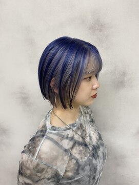 ブルーシルバー！寒色アンブレラカラー