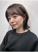 くびレイヤーボブルフネビージュ小顔ワンレンこなれミディ