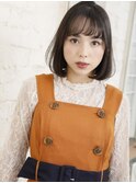 透け感バング×ワンレンボブ