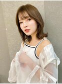 韓国風くびれレイヤーボブ髪質改善前髪カット グレーベージュ