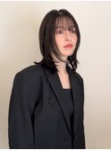 小顔前髪顔周りレイヤー×グレージュカラー デザインカラー
