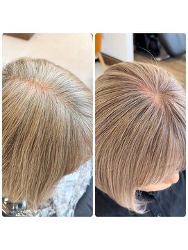 ハーツ(Heart's) 白髪ぼかしビフォーアフター/脱白髪染めカラー/ミルクティー