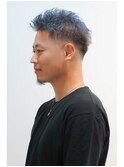 メンズブルーブラックビジネスマンスタイルスーツアップバング