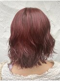 ニュアンスピンクレッドパーマ