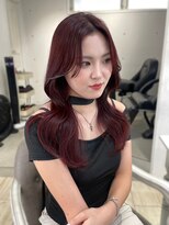 シーン(seen)&nbsp;【ワインレッド】くびレイヤーカットブリーチなしピンクパープル