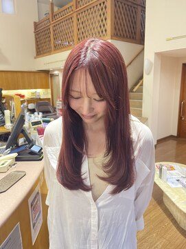 サロンドモリ ＊顔周りレイヤーカット＊ピンクカラー
